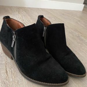 Lucky brand black suede booties size 7.5